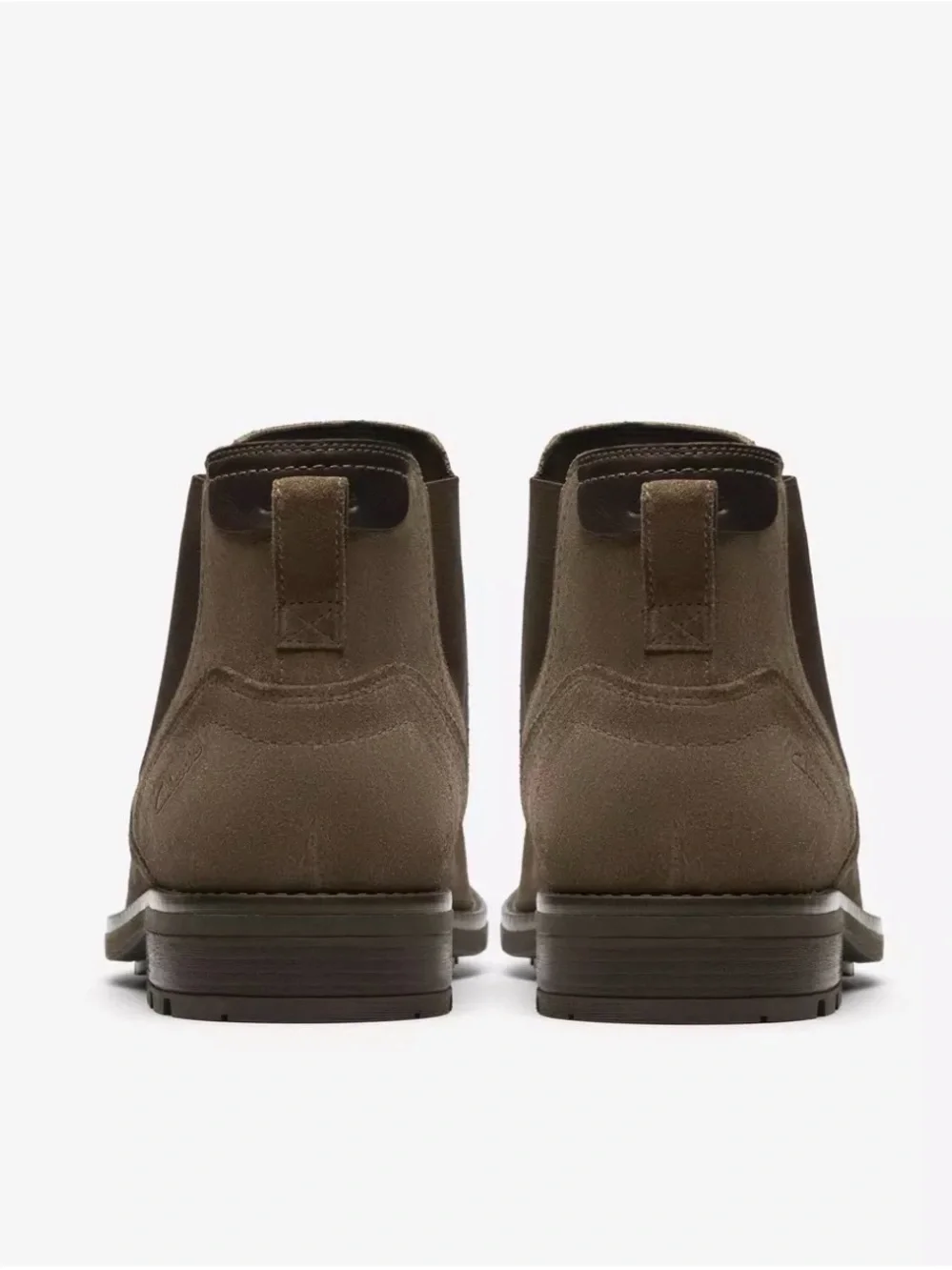 Clarks Men's Emmet Easy Chelsea Slip-On Boots in Stone Suede